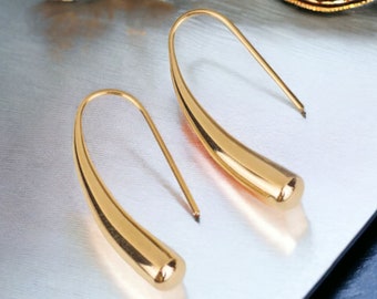 18K Gold Waterdrop earrings, dangle earrings, hook earrings, minimalist earrings, earrings for women, gift for her