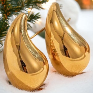 Gold Tear Drop Ohrringe, Tropfen Ohrringe, klobige Ohrringe, baumeln Ohrringe, minimalistische Ohrringe, perfektes Geschenk für sie