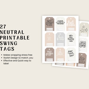 27 Neutral Swing Tags | Gift Tags | Christmas minimalist| Wrapping |