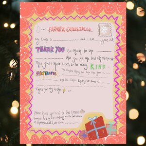 Carta de Papá Noel / Carta de lista de deseos / Carta de lista de deseos de Navidad / Lista de deseos imprimible / lista de deseos de los niños para Navidad