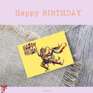 Carte de joyeux anniversaire imprimable – Célébrez votre anniversaire avec l'art thaïlandais : des gestes gracieux de la littérature prennent vie.