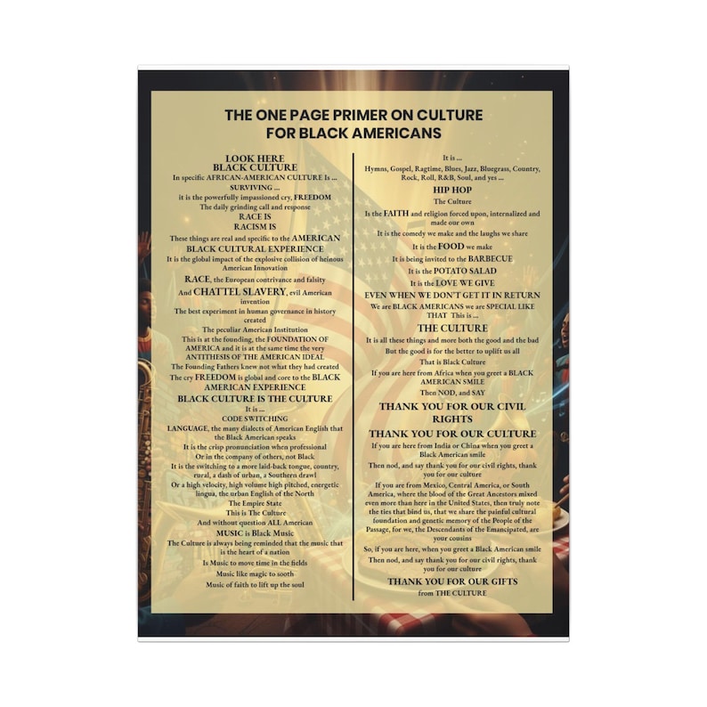 One Page Primer on Black Culture Print | African American History Wall Art | Black Consciousness Poster | Afrocentric Gift | Black Owned image 6