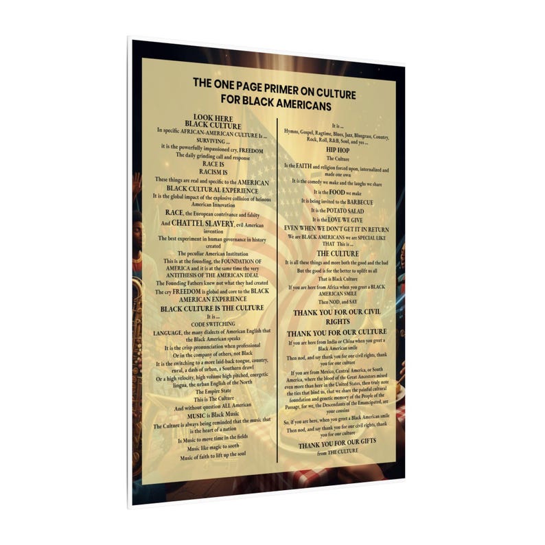 One Page Primer on Black Culture Print | African American History Wall Art | Black Consciousness Poster | Afrocentric Gift | Black Owned image 11