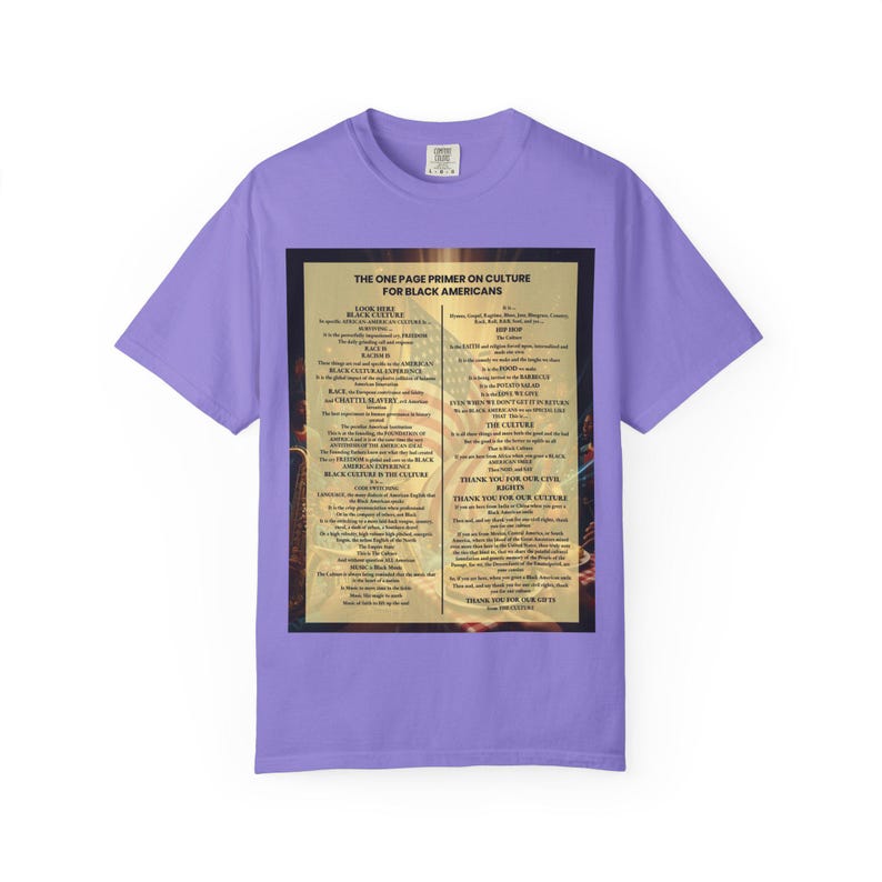 Black Culture Garment Dyed T-Shirt | One Page Primer for Black Americans | Afrocentric Unisex Tee | Melanin Apparel | Black History Shirt image 10