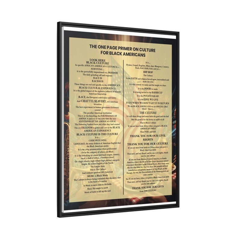 Framed Black Culture Print | One Page Primer for Black Americans | African American Wall Art Gift | Afrocentric Home Decor | Black History image 10
