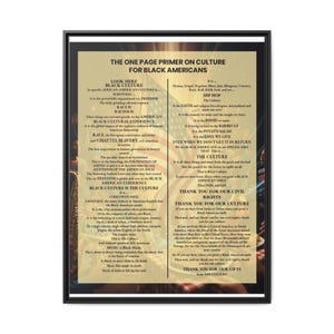 Framed Black Culture Print | One Page Primer for Black Americans | African American Wall Art Gift | Afrocentric Home Decor | Black History image 9