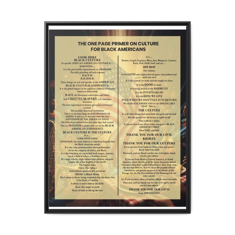 Framed Black Culture Print | One Page Primer for Black Americans | African American Wall Art Gift | Afrocentric Home Decor | Black History image 9