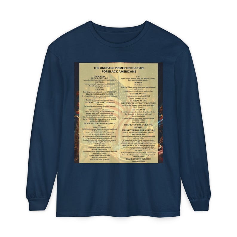 Black Culture Long Sleeve Shirt | One Page Primer for Black Americans | Afrocentric Graphic Tee | Black History Apparel image 6