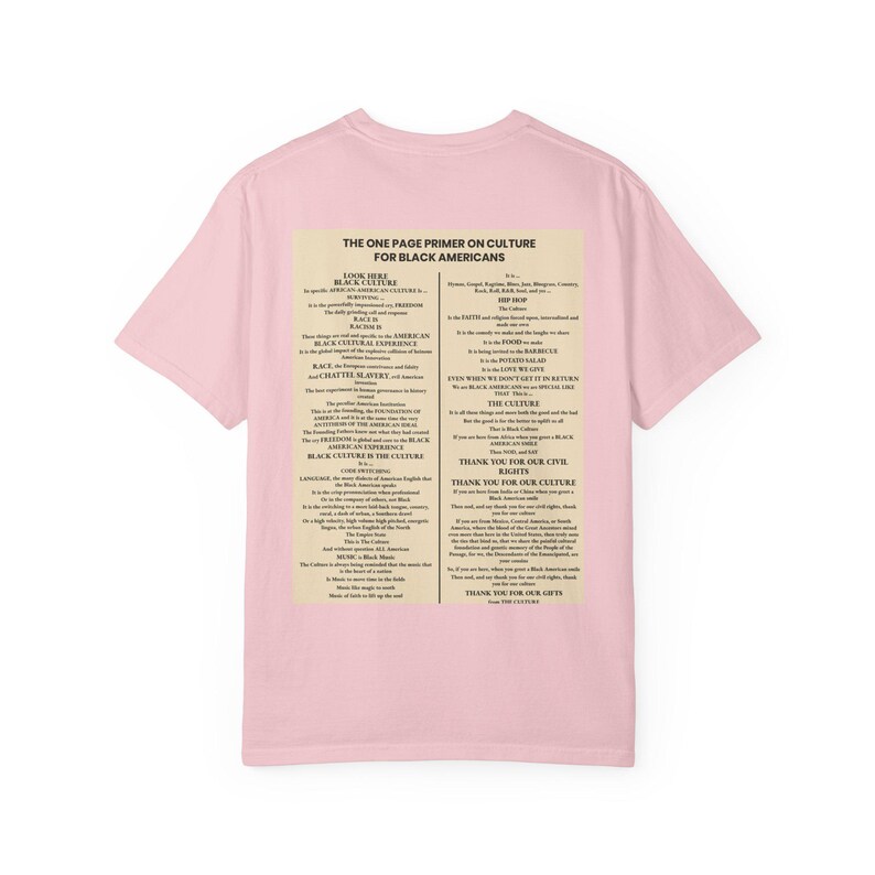 Black Culture Garment Dyed T-Shirt | One Page Primer for Black Americans | Afrocentric Unisex Tee | Melanin Apparel | Black History Shirt image 13