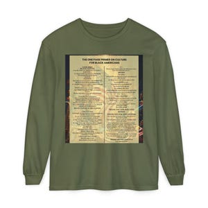 Black Culture Long Sleeve Shirt | One Page Primer for Black Americans | Afrocentric Graphic Tee | Black History Apparel image 5