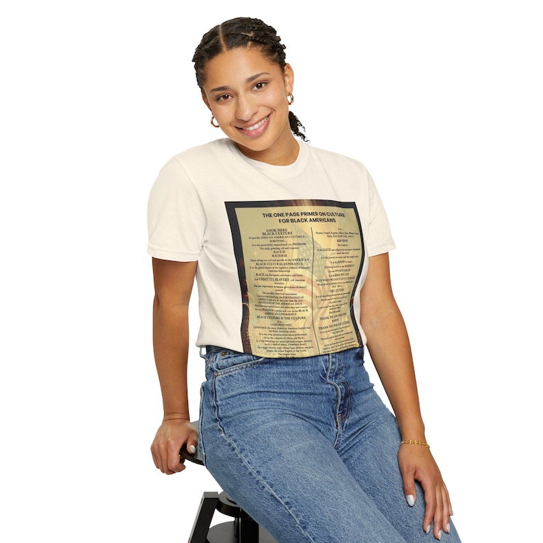 Black Culture Garment Dyed T-Shirt | One Page Primer for Black Americans | Afrocentric Unisex Tee | Melanin Apparel | Black History Shirt image 14