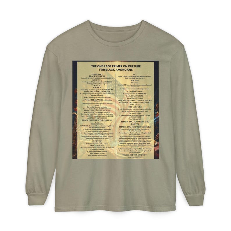 Black Culture Long Sleeve Shirt | One Page Primer for Black Americans | Afrocentric Graphic Tee | Black History Apparel image 4