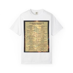Black Culture Garment Dyed T-Shirt | One Page Primer for Black Americans | Afrocentric Unisex Tee | Melanin Apparel | Black History Shirt image 2
