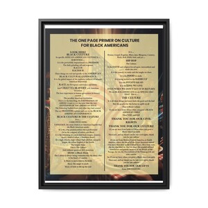 Framed Black Culture Print | One Page Primer for Black Americans | African American Wall Art Gift | Afrocentric Home Decor | Black History image 6