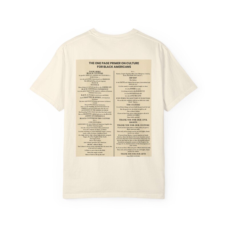 Black Culture Garment Dyed T-Shirt | One Page Primer for Black Americans | Afrocentric Unisex Tee | Melanin Apparel | Black History Shirt image 5