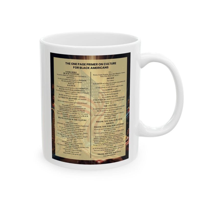 Black Culture Coffee Mug | One Page Primer for Black Americans | Afrocentric Gift Idea | Melanin Mug | Black History Cup | Black Owned image 5