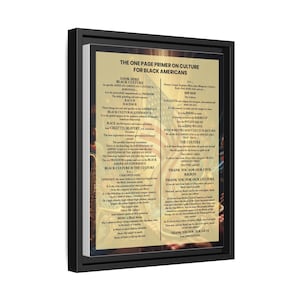 Framed Black Culture Print | One Page Primer for Black Americans | African American Wall Art Gift | Afrocentric Home Decor | Black History image 3