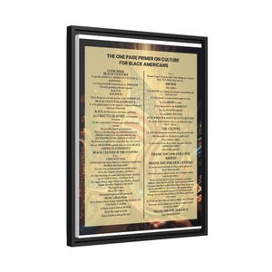 Framed Black Culture Print | One Page Primer for Black Americans | African American Wall Art Gift | Afrocentric Home Decor | Black History image 1