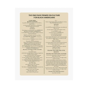 One Page Primer on Culture Matte Poster | Black Culture Art Display | Afrocentric Desk Decor | African American Office Gift image 2