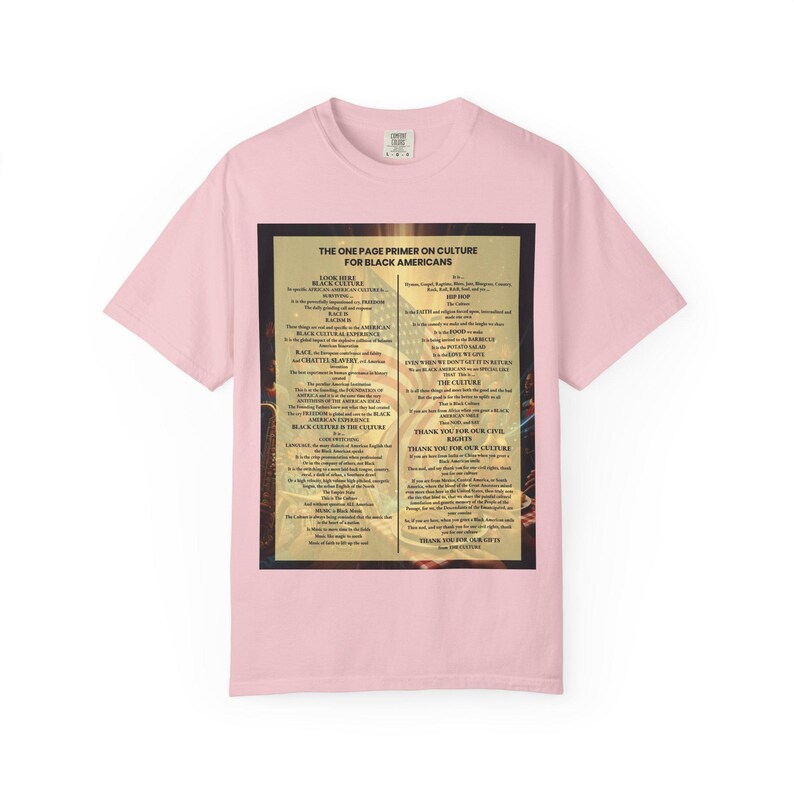 Black Culture Garment Dyed T-Shirt | One Page Primer for Black Americans | Afrocentric Unisex Tee | Melanin Apparel | Black History Shirt image 12