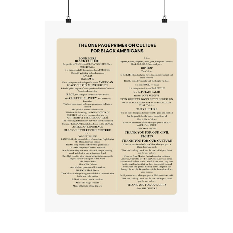 One Page Primer on Culture Matte Poster | Black Culture Art Display | Afrocentric Desk Decor | African American Office Gift image 9