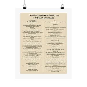 One Page Primer on Culture Matte Poster | Black Culture Art Display | Afrocentric Desk Decor | African American Office Gift image 5