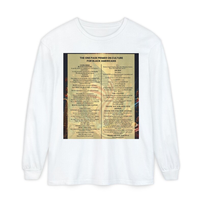 Black Culture Long Sleeve Shirt | One Page Primer for Black Americans | Afrocentric Graphic Tee | Black History Apparel image 2