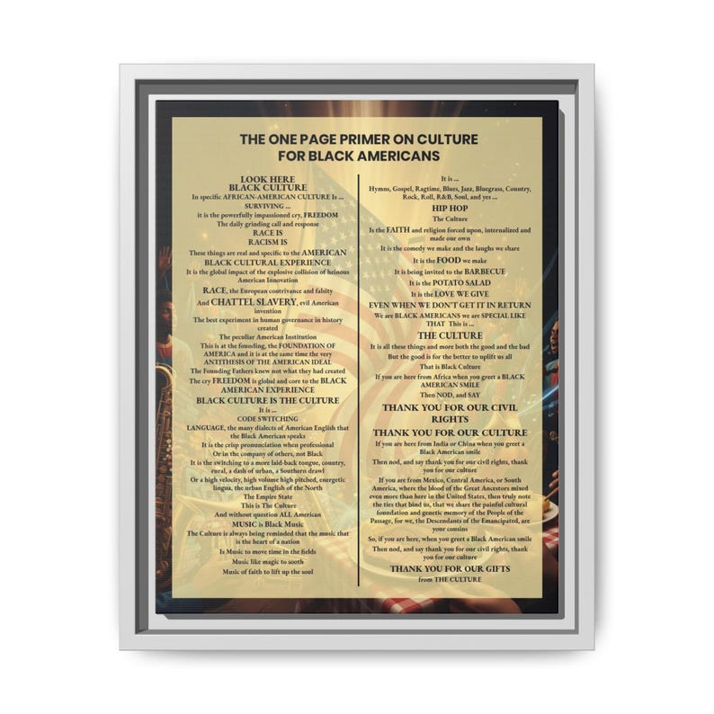 Framed Black Culture Print | One Page Primer for Black Americans | African American Wall Art Gift | Afrocentric Home Decor | Black History image 17