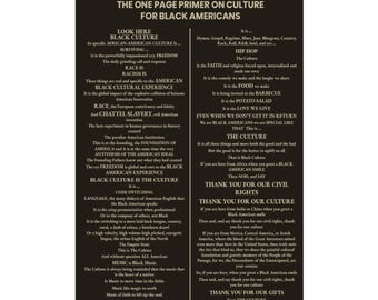 オールブラック - ブラックカルチャープリント | 黒人アメリカ人のための1ページ入門書 | アフリカ系アメリカ人の歴史アート | 黒人歴史ギフト