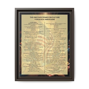 Framed Black Culture Print | One Page Primer for Black Americans | African American Wall Art Gift | Afrocentric Home Decor | Black History image 13