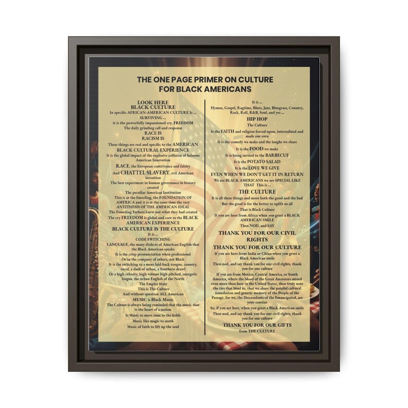 Framed Black Culture Print | One Page Primer for Black Americans | African American Wall Art Gift | Afrocentric Home Decor | Black History image 13