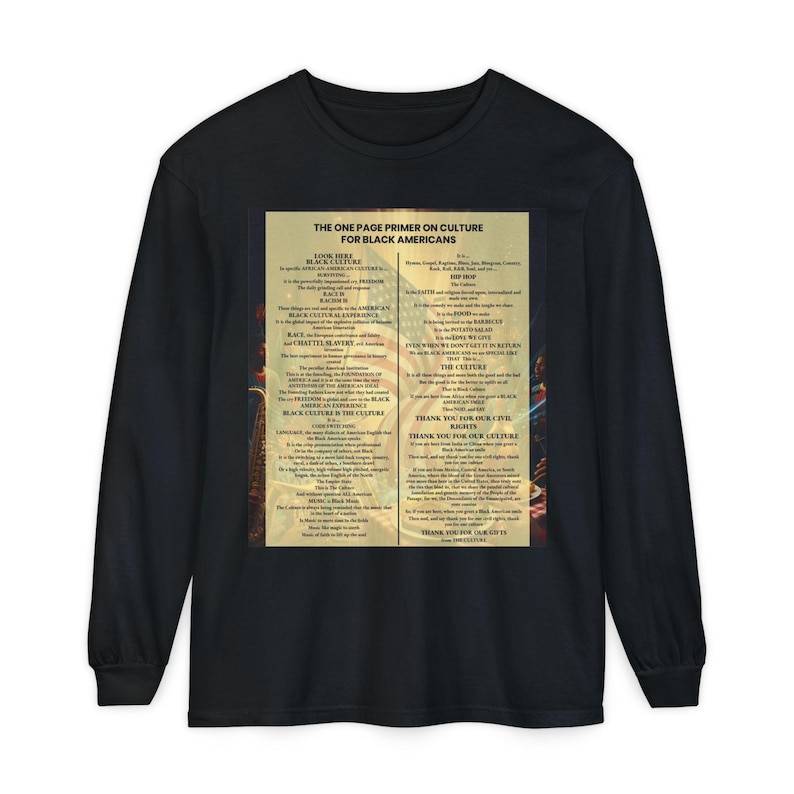 Black Culture Long Sleeve Shirt | One Page Primer for Black Americans | Afrocentric Graphic Tee | Black History Apparel image 7