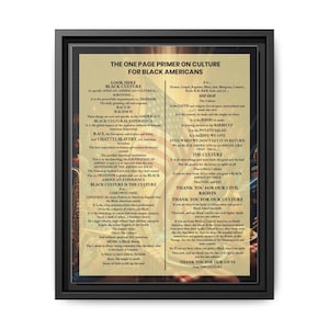 Framed Black Culture Print | One Page Primer for Black Americans | African American Wall Art Gift | Afrocentric Home Decor | Black History image 2