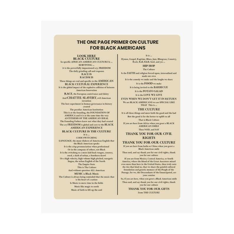 One Page Primer on Culture Matte Poster | Black Culture Art Display | Afrocentric Desk Decor | African American Office Gift image 6