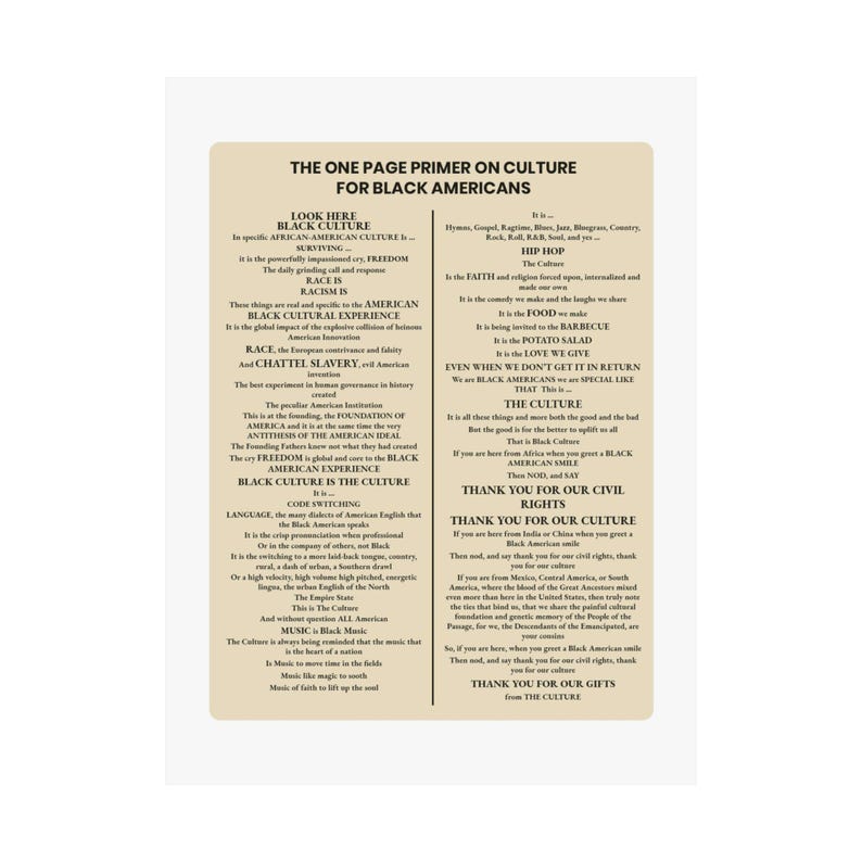One Page Primer on Culture Matte Poster | Black Culture Art Display | Afrocentric Desk Decor | African American Office Gift image 10