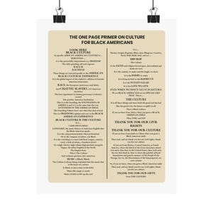 One Page Primer on Culture Matte Poster | Black Culture Art Display | Afrocentric Desk Decor | African American Office Gift image 1