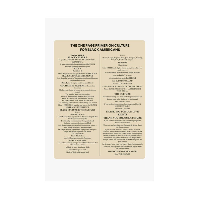 One Page Primer on Culture Matte Poster | Black Culture Art Display | Afrocentric Desk Decor | African American Office Gift image 14
