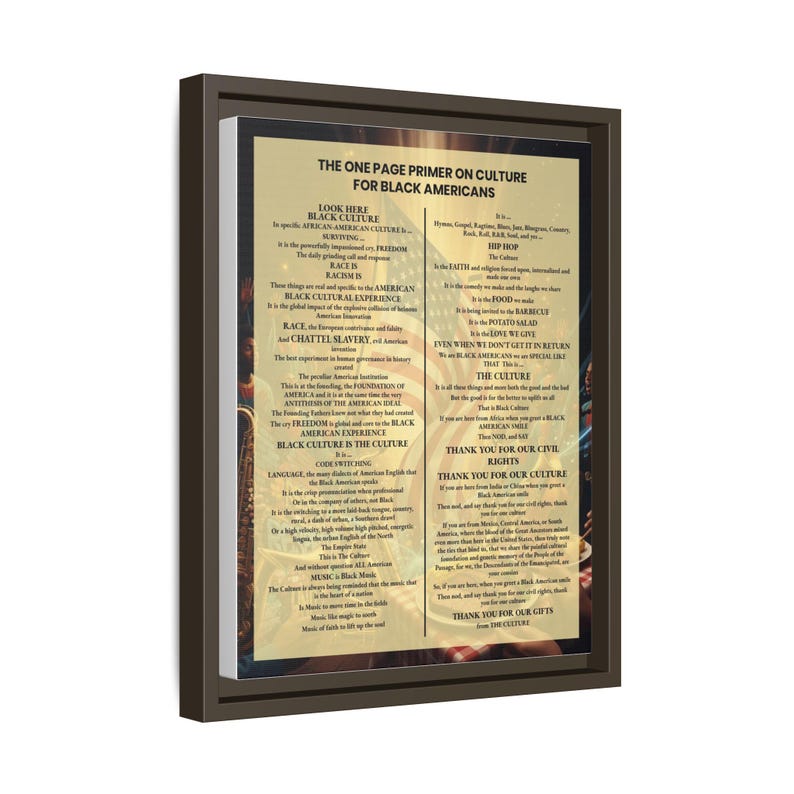 Framed Black Culture Print | One Page Primer for Black Americans | African American Wall Art Gift | Afrocentric Home Decor | Black History image 14