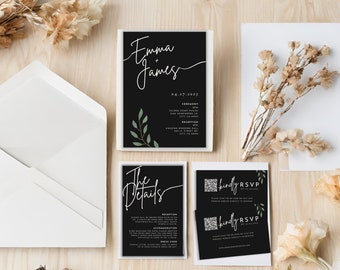 Minimalist Wedding Invitation Suite | Modern Wedding Invite | Simple Editable Invitation Bundle Template | Minimal Wedding Invitation Bundle