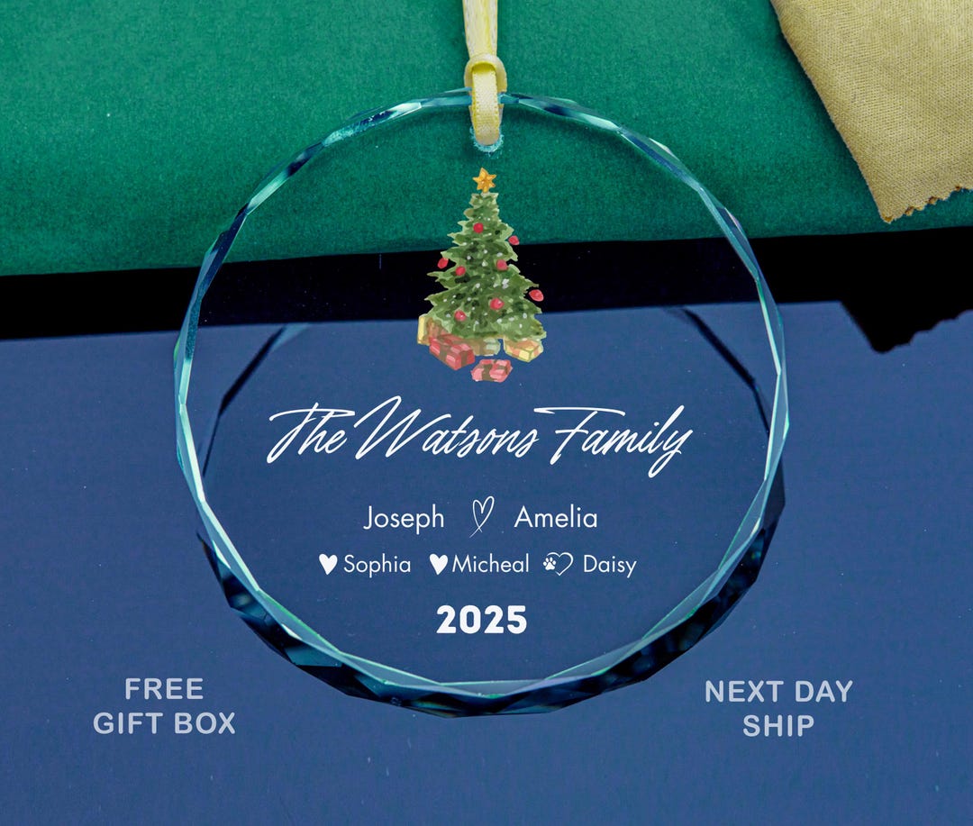 Family Name Christmas Glass Ornament 2025 | Custom Tree Decoration ...