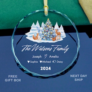 Custom Family Christmas Glass Ornament: Wild Animal Keepsake