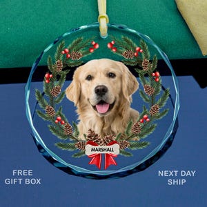 Personalized Pet Photo Ornament, Custom Cat Dog Christmas Ornaments, Pet Memorial Gifts 画像 1