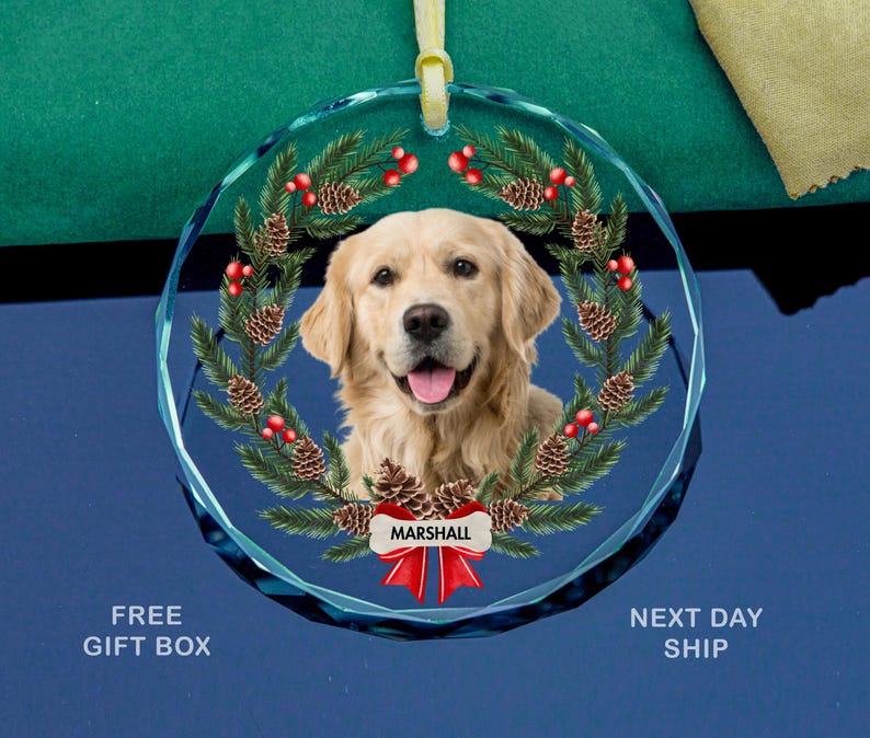 Personalized Pet Photo Ornament, Custom Cat Dog Christmas Ornaments, Pet Memorial Gifts 画像 1