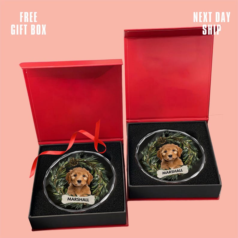 Custom Dog Photo Ornament: Personalized Pet Memorial Gift image 2