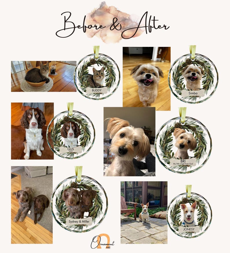 Personalized Pet Photo Ornament, Custom Cat Dog Christmas Ornaments, Pet Memorial Gifts 画像 4