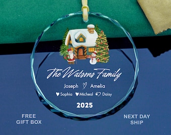 Christmas House GLASS Ornament 2025 | Personalized Family Keepsake Gift