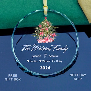 Custom Family Christmas Glass Ornament: Personalized Tree Keepsake