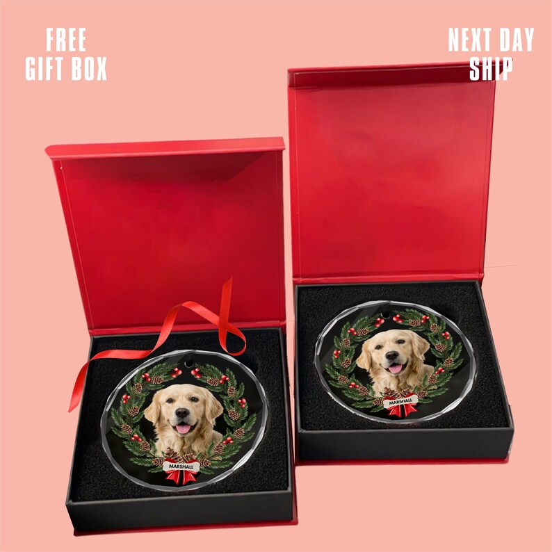 Personalized Pet Photo Ornament, Custom Cat Dog Christmas Ornaments, Pet Memorial Gifts 画像 2