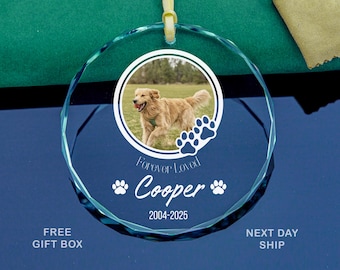 Custom Dog Memorial Glass Ornament 2025 | Personalized Pet Photo Keepsake