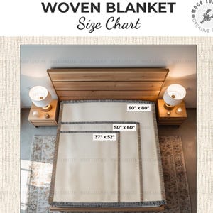 Woven Blanket Size Chart Mockup | Throw Blanket Sizing Guide for Printify, MWW, Gooten | Woven Blanket Mock-Up Dimensions for POD Sellers